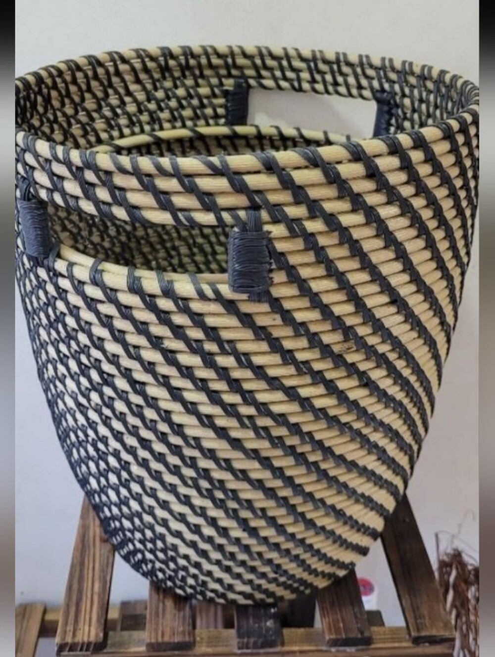 IKEA Woven Storage Basket in Natural and Black